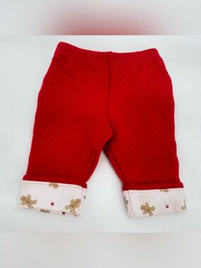Hartstrings Newborn 6M Red Quilted Gingerbread Christmas Holiday Pants Baby